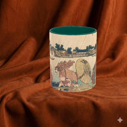 The Shelter | Hokusai Shower at the New Yanagi Bridge Mug | The Graphic Archive