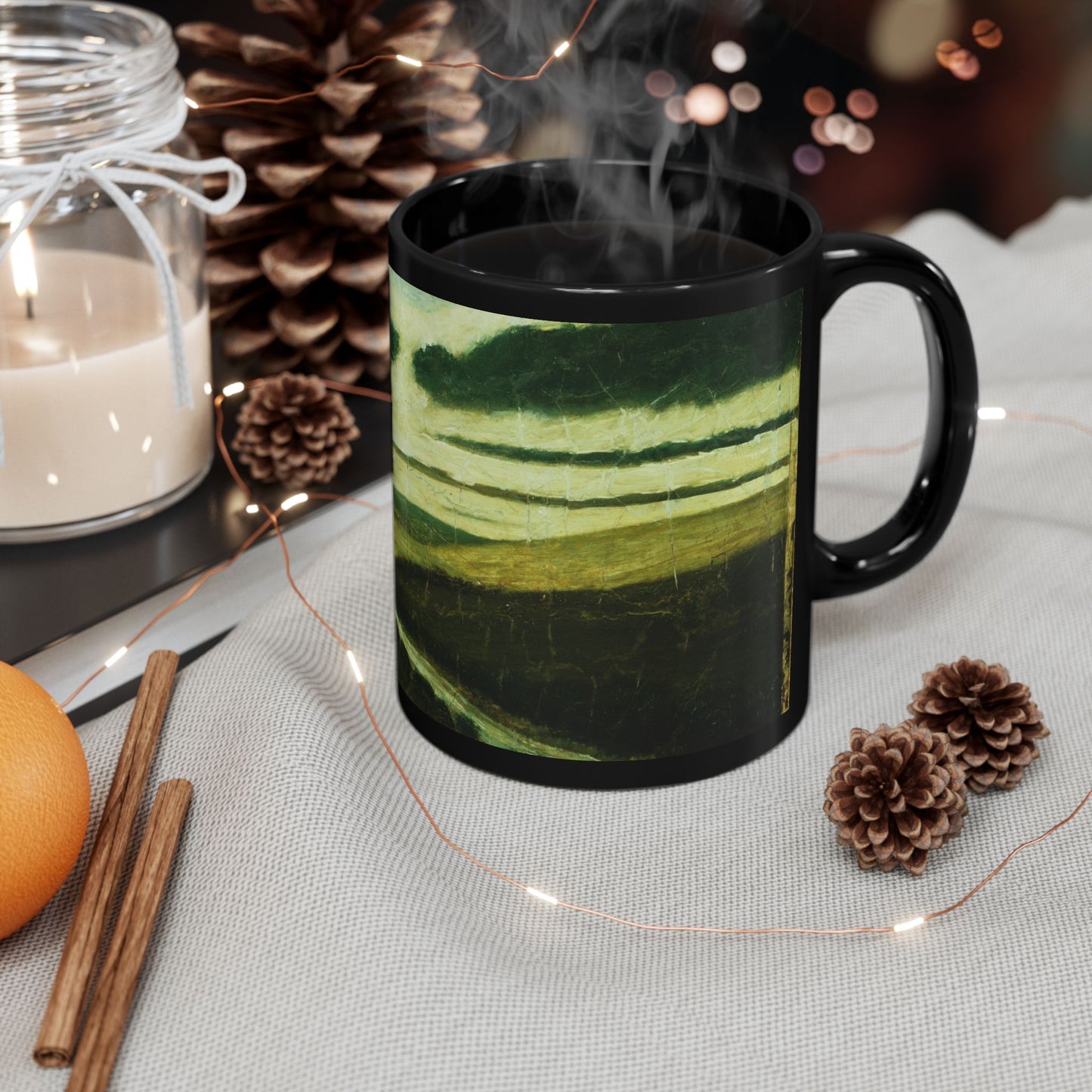 Ryder Abstract Green Landscape Mug | Vintage Sky Coffee Cup | The Midnight Series